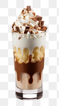 PNG Fountain glass of chocolate milkshake cream dessert sundae. AI generated Image by rawpixel.
