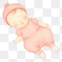 PNG Baby girl new born sleeping child toy white background. AI generated Image by rawpixel.