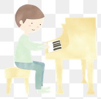PNG Boy character playing piano musician pianist white background. AI generated Image by rawpixel.