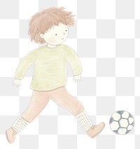 PNG Boy playing soccer character football drawing sports. AI generated Image by rawpixel.