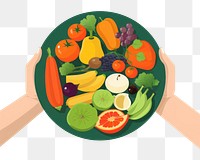 PNG  Fruits and vegetables organic holding plate. AI generated Image by rawpixel.