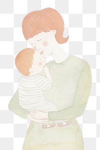 PNG Mother holding new born baby drawing sketch child. 