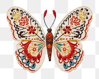 PNG Butterfly embroidery pattern art white background