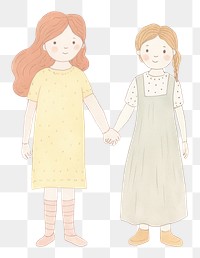 PNG Sister holding hand with her younger sister drawing sketch  