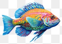 PNG Deep fish animal art white background. AI generated Image by rawpixel.