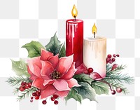PNG Water color christmas candle flower plant illuminated. AI generated Image by rawpixel.