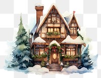 PNG Vintage House with Christmas tree christmas house architecture. AI generated Image by rawpixel.