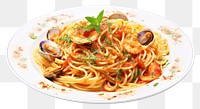 PNG  Seafood Spaghetti spaghetti pasta plate. AI generated Image by rawpixel.