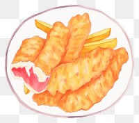 PNG  Fish and chips plate food meal. AI generated Image by rawpixel.