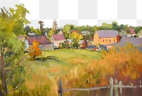 PNG  Town painting architecture outdoors. AI generated Image by rawpixel.
