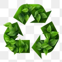 PNG  Recycle icon with leaves green plant leaf. AI generated Image by rawpixel.