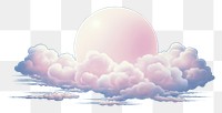 PNG A subtle wide small cloud with the moon isolated on clear solid background backgrounds sunlight outdoors. AI generated Image by rawpixel.