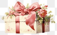 PNG Gift box flower plant white background. 