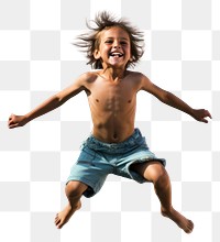 PNG A little kid jumping portrait white background exhilaration. AI generated Image by rawpixel.