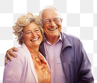 PNG A loving and happy senior couple portrait laughing glasses. AI generated Image by rawpixel.