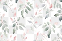 PNG  Art printing leaves pattern Eucalyptus art backgrounds wallpaper. 