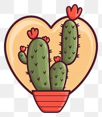 PNG The cactus decorated in heart shape plant creativity cartoon. AI generated Image by rawpixel.