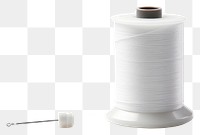 PNG  A spool thread with a needle in it white white background technology. AI generated Image by rawpixel.