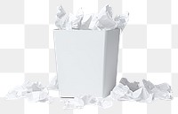 PNG  Trash can with paper sheets white garbage damaged. AI generated Image by rawpixel.