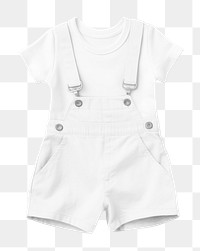 Baby clothes png white tee & dungarees, transparent background