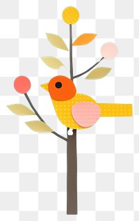 PNG  Bird on tree nature animal art. AI generated Image by rawpixel.
