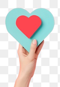 PNG  Hand holding big heart symbol romance finger. AI generated Image by rawpixel.