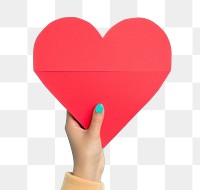 PNG  Hand holding big heart romance finger symbol. AI generated Image by rawpixel.