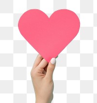PNG  Hand holding big heart romance finger racket. AI generated Image by rawpixel.