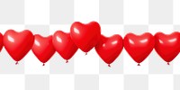 PNG A group of red heart shaped latex balloons white background celebration anniversary. AI generated Image by rawpixel.