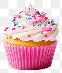 PNG Pink dripping frosting icing with colorful sprinkles cupcake dessert cream. AI generated Image by rawpixel.