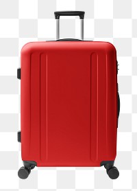 Red luggage png travel, transparent background