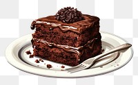 PNG Chocolate cake dessert plate food. AI generated Image by rawpixel.