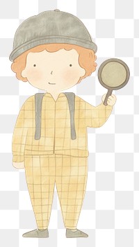 PNG Boy character holding magnifying glass portrait white background photography. AI generated Image by rawpixel.