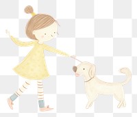 PNG Girl character playing with dog drawing mammal animal. AI generated Image by rawpixel.