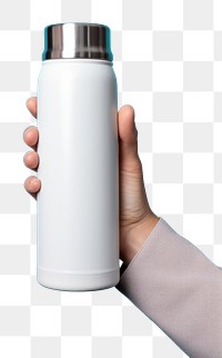 PNG Thermal flask holding bottle hand. AI generated Image by rawpixel.