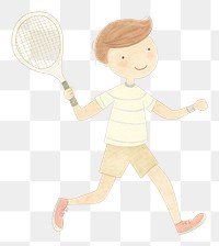 PNG Boy character playing tennis drawing racket sports. AI generated Image by rawpixel.