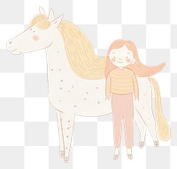PNG Girl character with unicorn drawing animal mammal. AI generated Image by rawpixel.