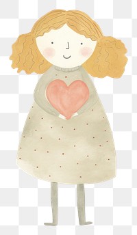 PNG Girl character holding heart white background representation creativity. AI generated Image by rawpixel.