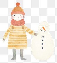 PNG Girl character in winter costume snowman white background anthropomorphic. AI generated Image by rawpixel.