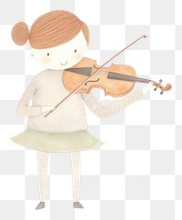 PNG Girl character playing violin white background concentration performance. AI generated Image by rawpixel.