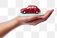 image of a hand holding *car* in Cake shape , isolated on white background --s 60 --ar 3:2