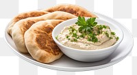 PNG Baba Ganoush food bread plate. AI generated Image by rawpixel.