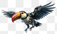PNG Cyborg toucan flying animal bird beak. AI generated Image by rawpixel.