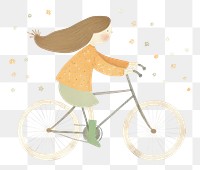 PNG Girl character ride a bike bicycle vehicle child. AI generated Image by rawpixel.