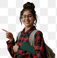 PNG Teen student glasses smile green. 