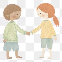 PNG Characters shaking hands white background togetherness affectionate. 