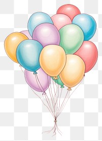 PNG Bunch of balloons drawing anniversary celebration. AI generated Image by rawpixel.