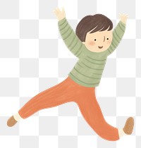 PNG Boy character jumping cheerful illustrated excitement. AI generated Image by rawpixel.