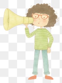 PNG Character holding megaphone white background performance electronics. AI generated Image by rawpixel.