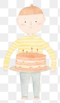 PNG Character holding cake dessert food fun. AI generated Image by rawpixel.